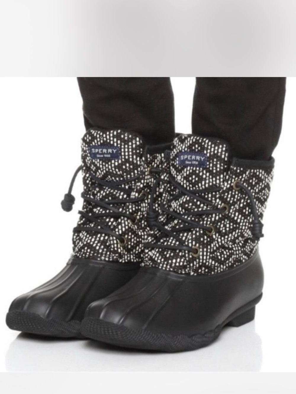 Sperry Top Sider Saltwater Duck Boots Tribal Print Women's Size 5.5